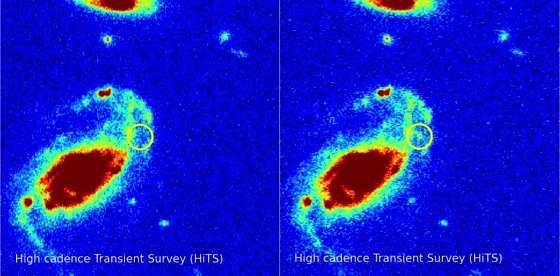 Imagen de una supernova que aparece en el cielo.