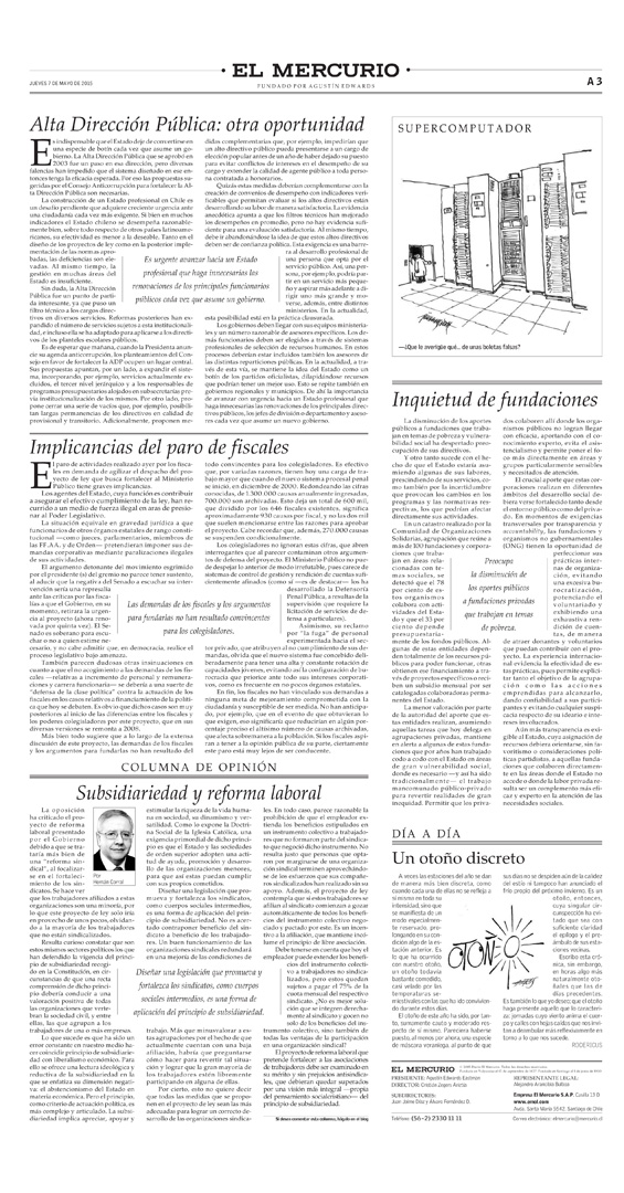 Cuerpo A de El Mercurio (Editorial)
